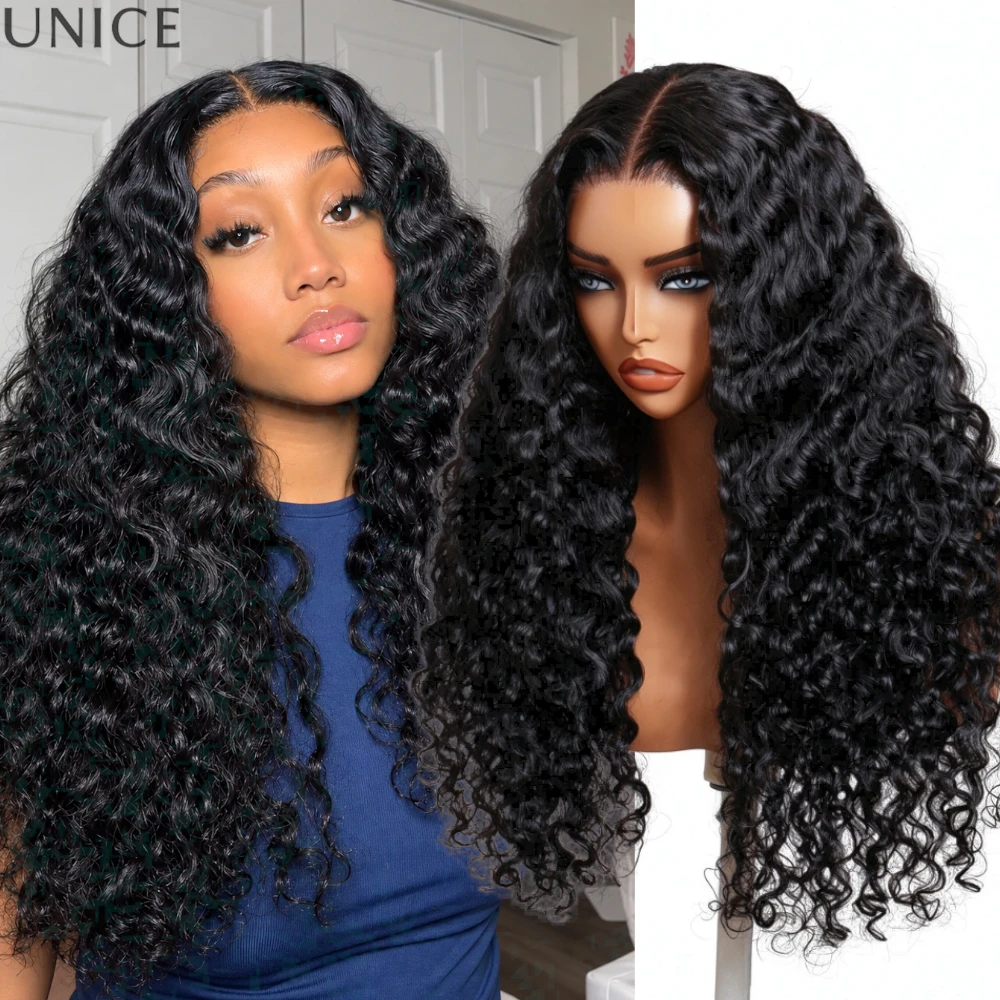 UNice Indian Curly Human Hair Drawstring Wig With Defined Curls Bye-Bye Slip 7x5 Lace Glueless Drawstring Wig Ready to Wear & Go