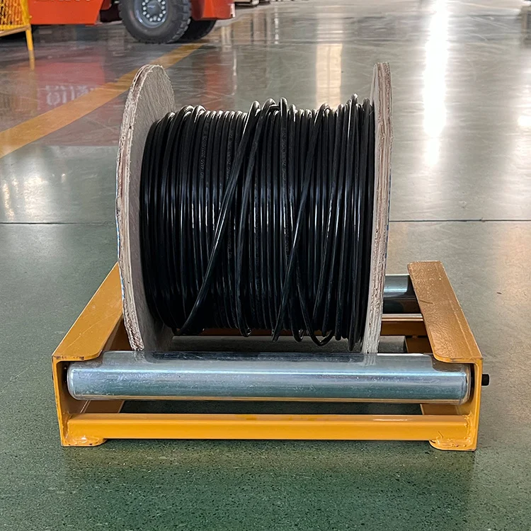 reel roller platforms designed to make cable pay-out and take-up easier when handling large heavy reels of cable