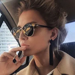 Eyewear Retro Half Frame Sunblock Sunglasses Women Advanced Sense Sun Glasses UV Protection Rice Nail Sunglasses Stall T141