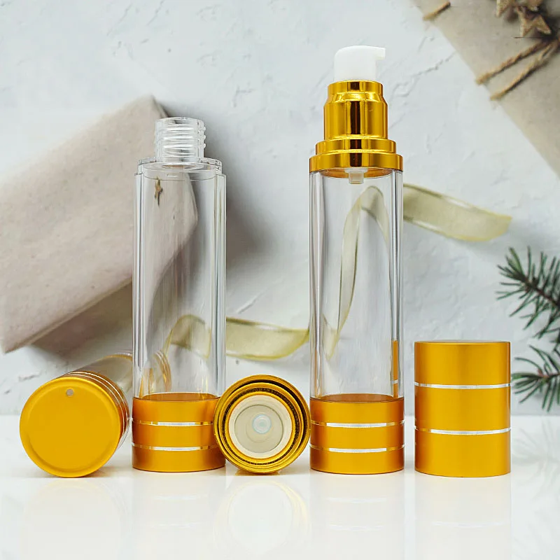 50 ml mattgoldene Airless-Flaschenschneidlinie für Lotion, Emulsion, Serum, flüssige Grundierung, Aufhellung, Essenz, Erholungskomplex