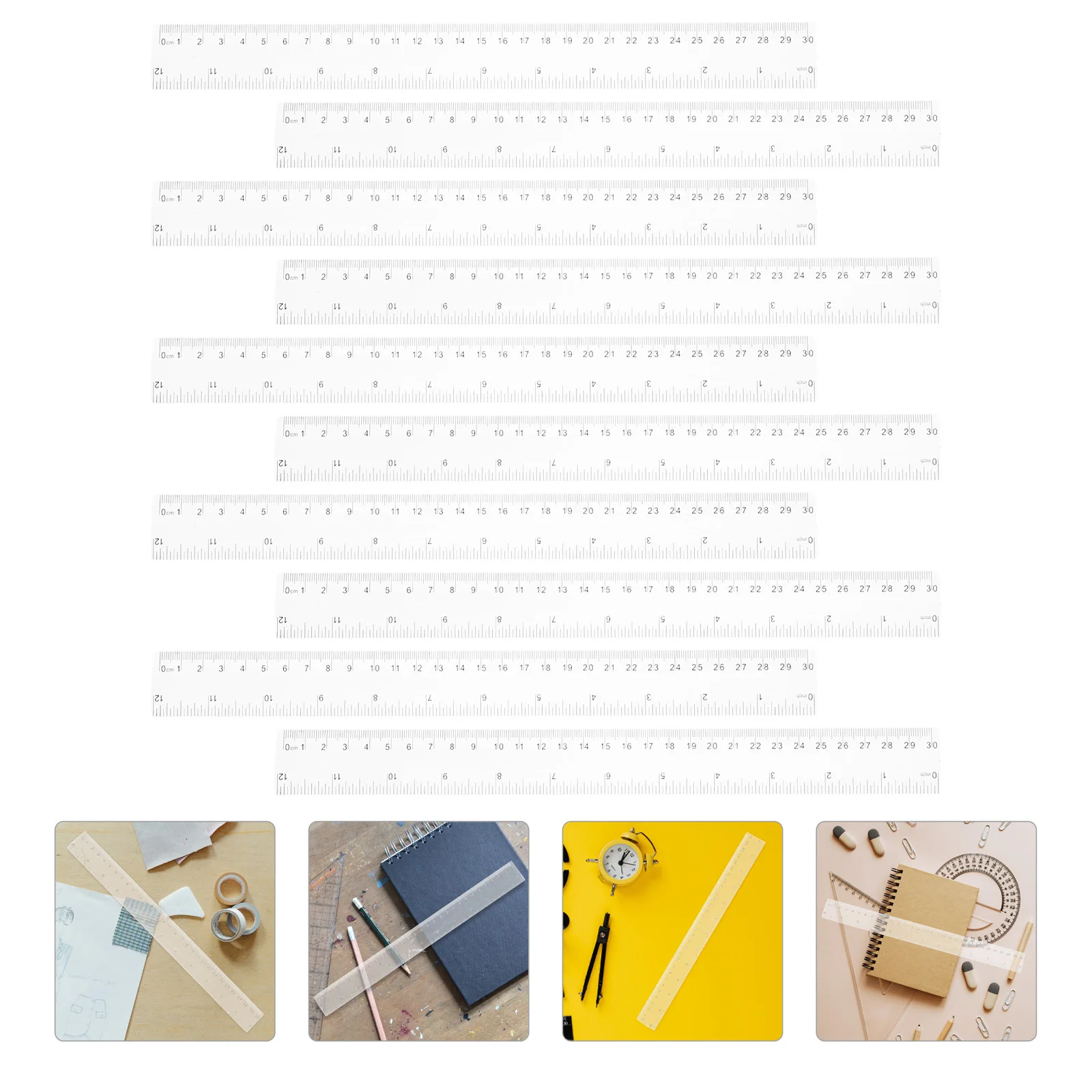 

10 Pcs Ruler Transparent Drawing Tools for Multipurpose Drafting Plastic Measure Student