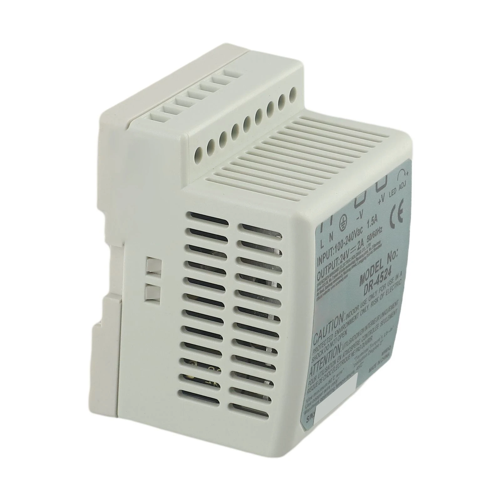 

Switching Mode Rail Power Supply 45W Single Output 24V DR-4524 Din Rail Switching LED Power Indicator Multiple Protections