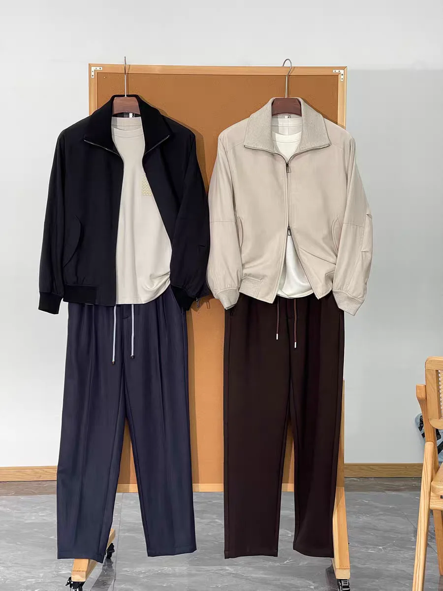 Повседневная хлопковая куртка, мужская осенне-зимняя модная льняная смесь, вязаный воротник, воротник-стойка, отложной воротник, верхняя одежда, пальто