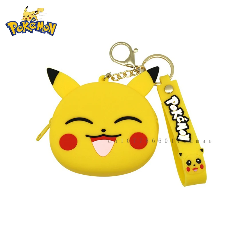 Pokemon anime pikachu pequeno armazenamento de silicone adorável moda chaveiro bolsa mensageiro figuras dos desenhos animados modelo brinquedos crianças presente