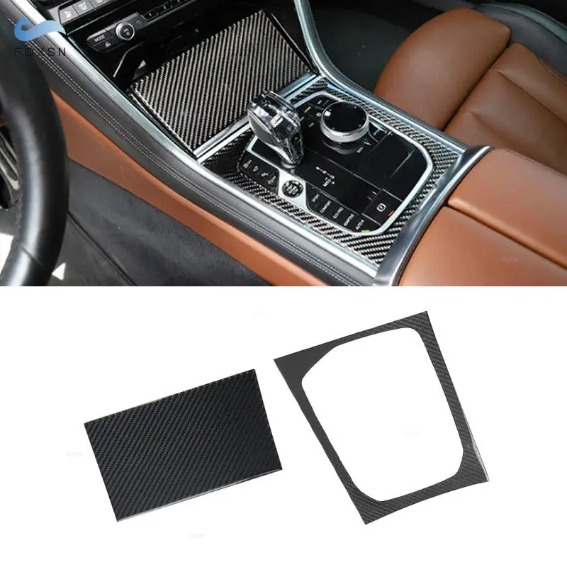 Soft Carbon Fiber Car Inner Center Console Gear Shift Panel Frame Trim Cover For BMW 8 Series M850i G15 G16 2019 2020 2021 2022