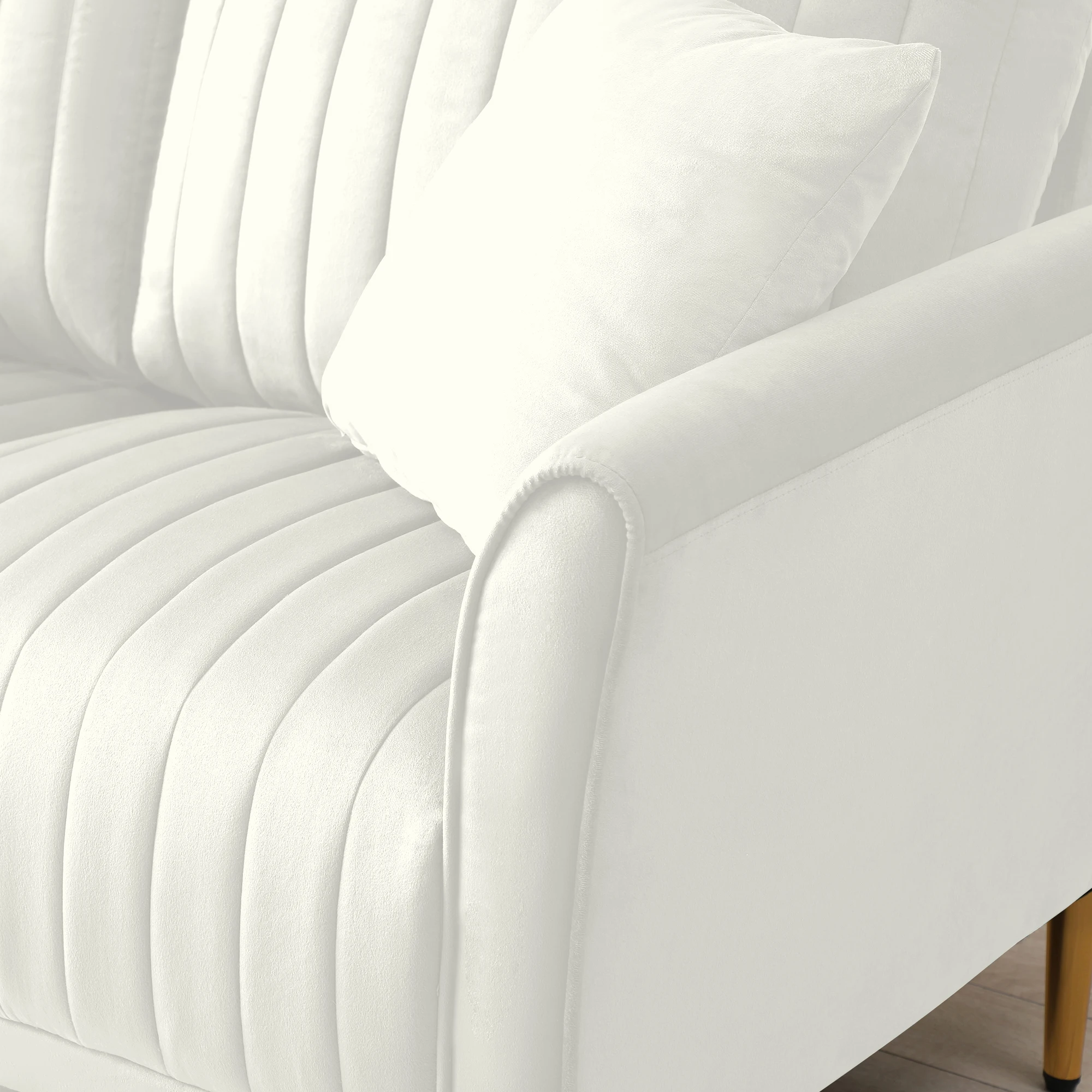Mid-Century Modern Velvet Fabric Accent Chair Armchair for Living Room Bedroom Channel Tufted Upholstered Comfortable image 3