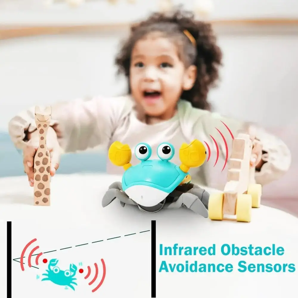 Light&Music Dancing Crab Toy Flat Ground Escape Automatic Sensing Electric Dancing Crab Catch Up Simulation Crab Interactive Toy