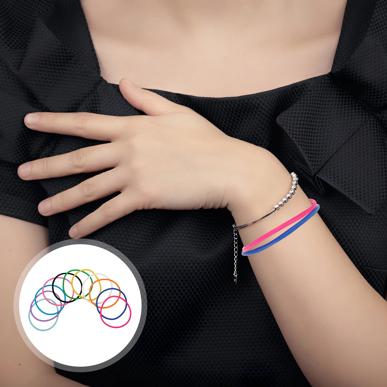 

10 Pcs Silicone Jelly Bracelets Colorful Stretchy Rubber Wristbands Retro Party Birthday Accessories for Women Kids