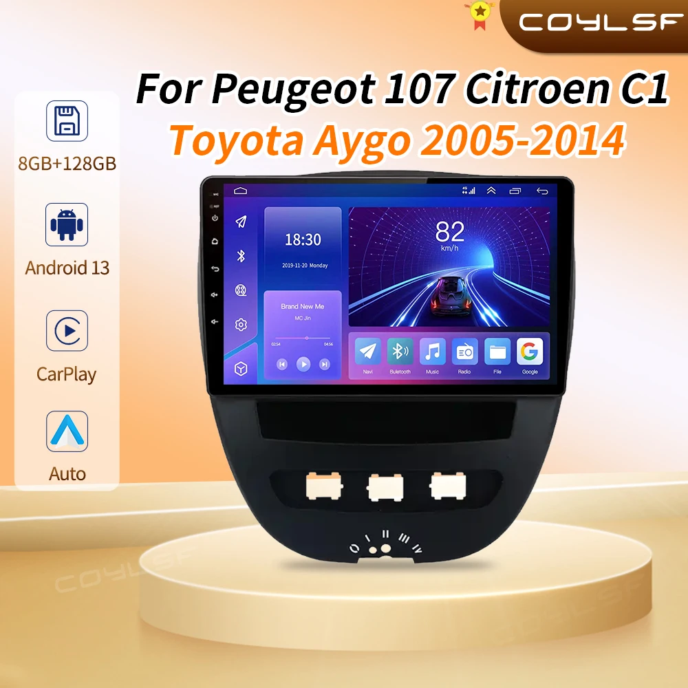 

For Peugeot 107 Toyota Aygo Citroen C1 2005 - 2014 Car Radio CarPlay Android Multimedia Player Auto Navigation GPS Touch Screen