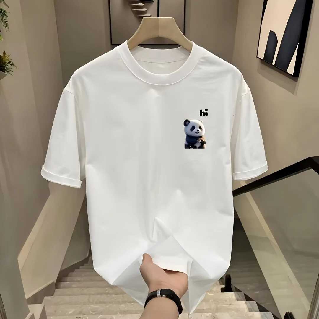 طباعة جرافيك باندا لطيفة على شكل رسوم كرتونية ممتعة مناسبة لجميع المواسم، قمصان للرجال والنساء، بأكمام قصيرة، فضفاضة ومريحة، #2