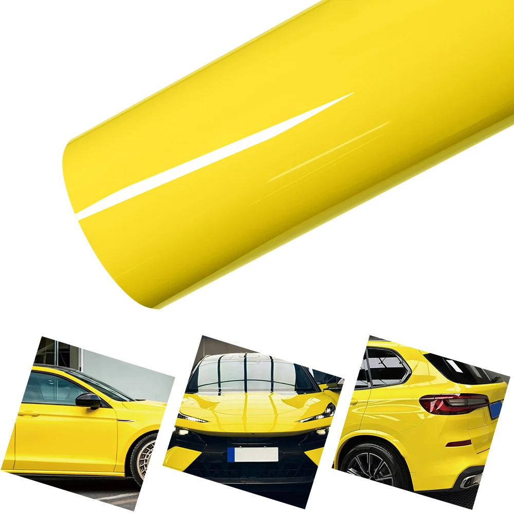 

Car Vinyl Film PET Crystal Maize Yellow Auto Wrapping Decal Sticker With Air Release Technology Car Body Decor Film Accessories