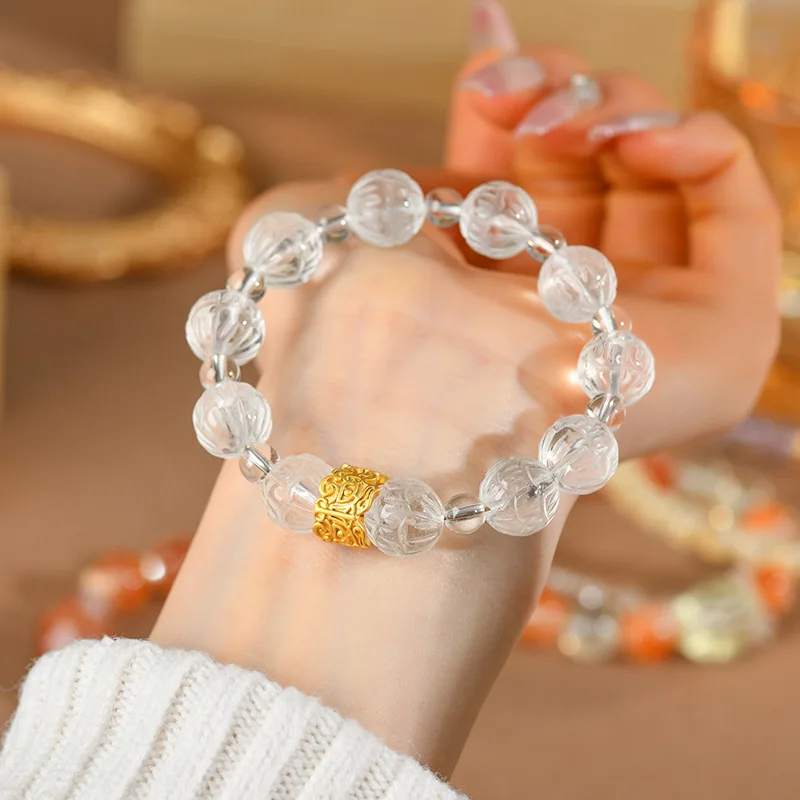 

Natural White Bead Single Circle Fashion Transparent Women'S Beginner Bracelet Jewelry