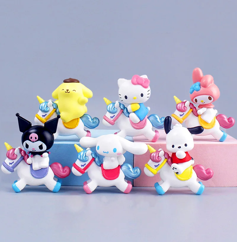 #18 SANRIO Figurines Riding a Horse Figures Mystery Box Figures Toys Anime Model My Melody Kuromi Cinnamoroll Hello Kitty