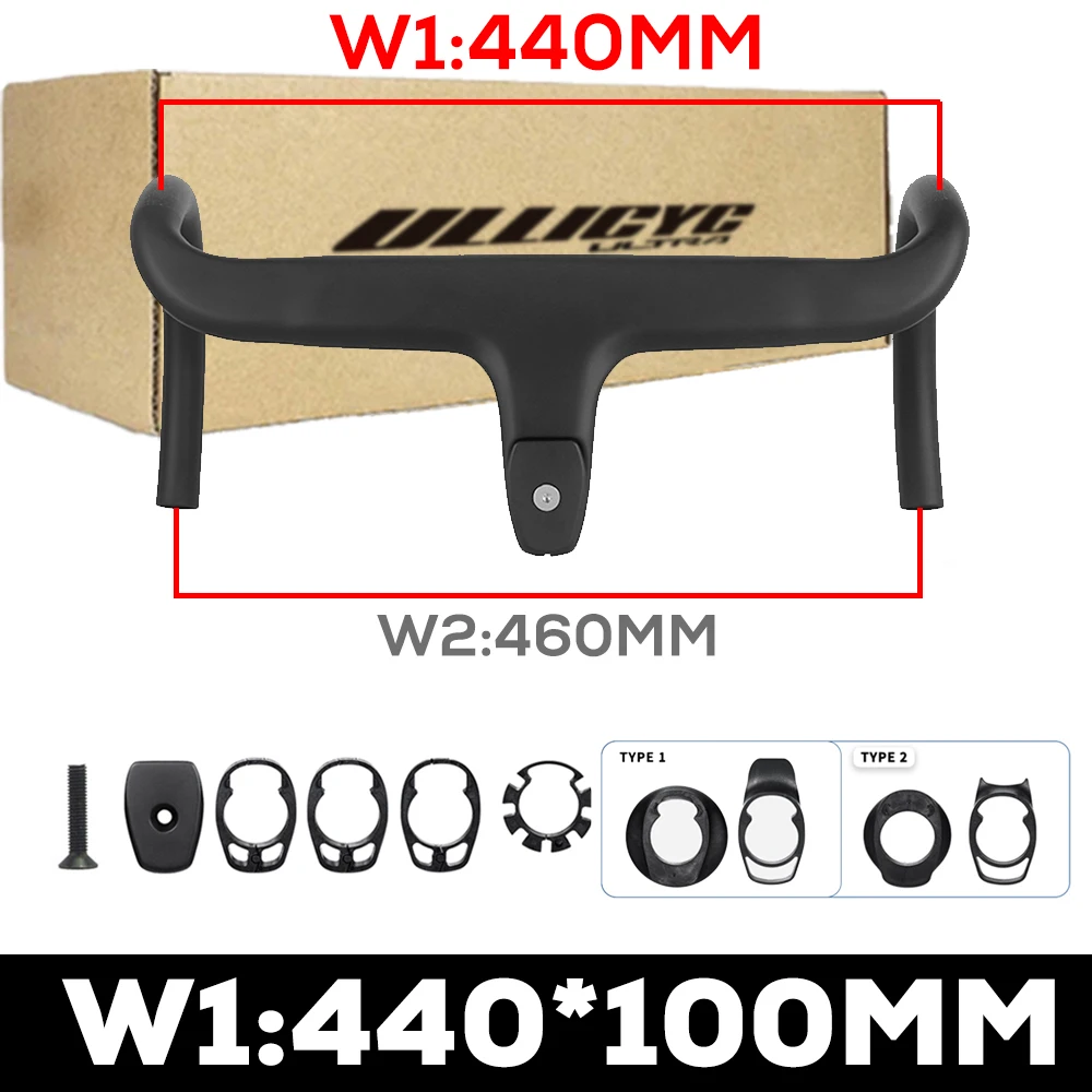 Rennrad-Lenker ohne Logo, Vollcarbon, interne Kabelführung, integriertes Fahrrad-Cockpit mit Abstandshaltern, Clip-Durchmesser 28,6 mm, -10 °