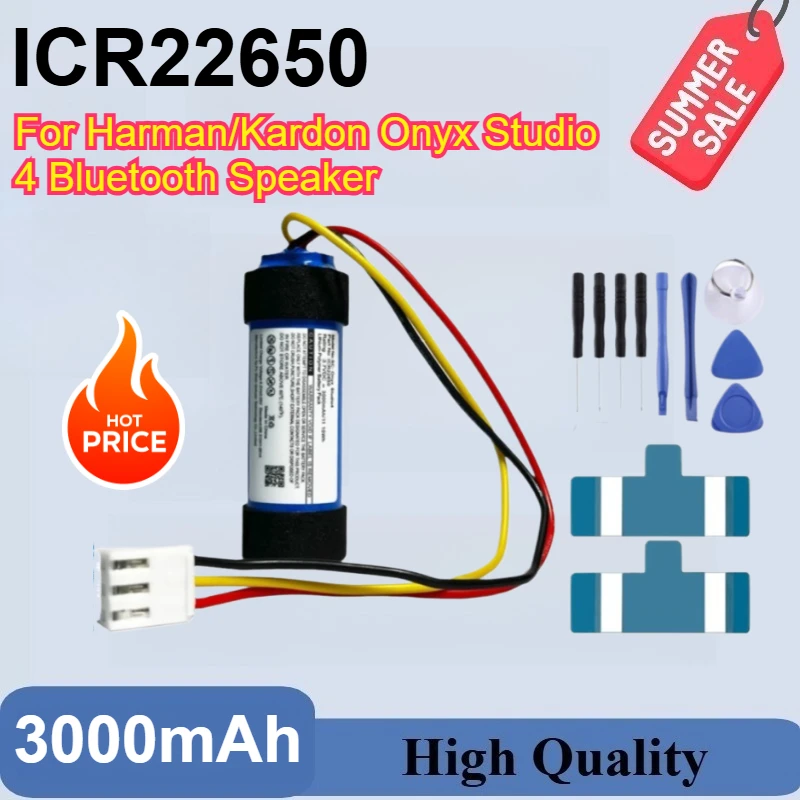 

Brand New Battery ICR22650 3.7V 3000mAh Battery For Harman/Kardon Onyx Studio 4 Bluetooth Speaker Replacement Batteries + Tools