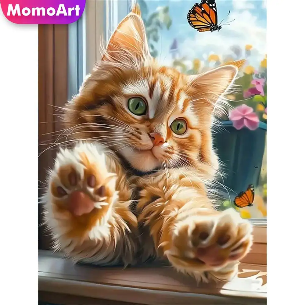 Momoart Katze Diamant Malerei Tier bunte Diamant Mosaik Bild Strass Mond Wand Dekor