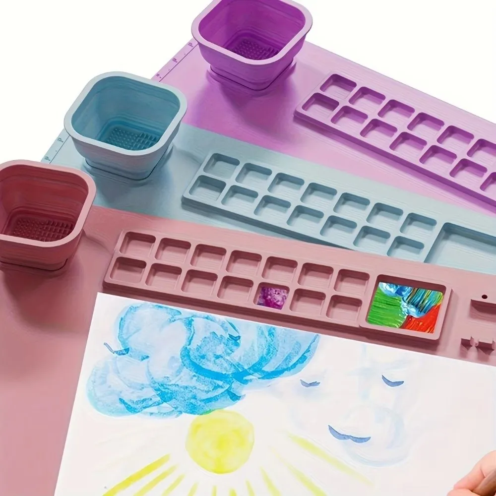 DIY Silicone Painting Mat Art Painting Color Art Crafts Pads Handmade Paint Brush Holder Graffiti Art Mat Oil/Color/Graffiti Art