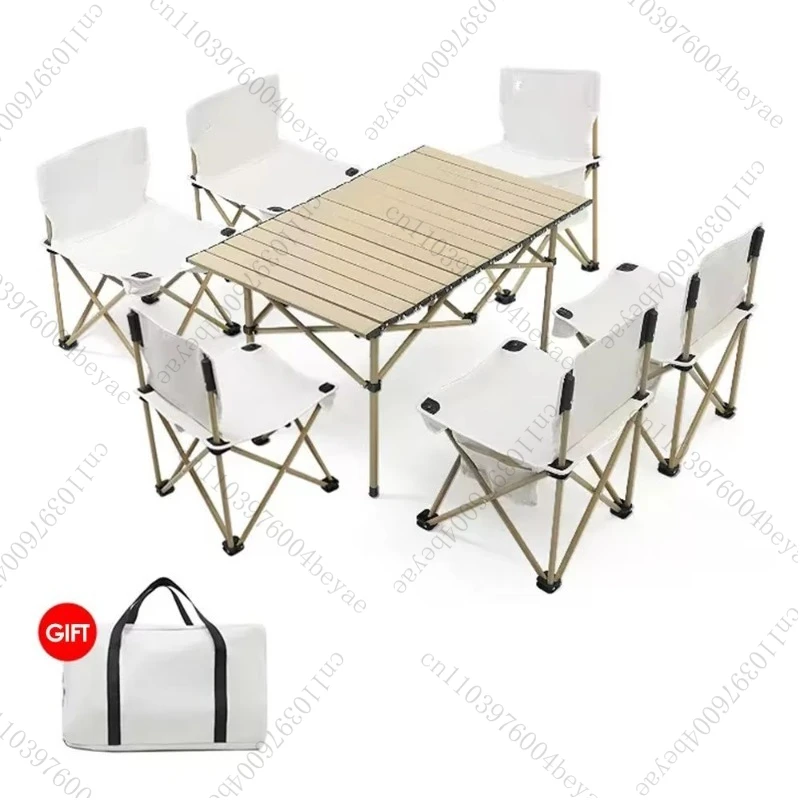 

MultMultifunctional Foldable Travel Outdoor Folding Lightweight Portable Metal Picnic Camp Table and Chair Sets for Trip