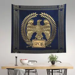 Roman Empire Gold Imperial Eagle Tapestry Wall Hanging Printed Fabric Tapestries SPQR Fantasy Decoration Dorm Decor Yoga Mat