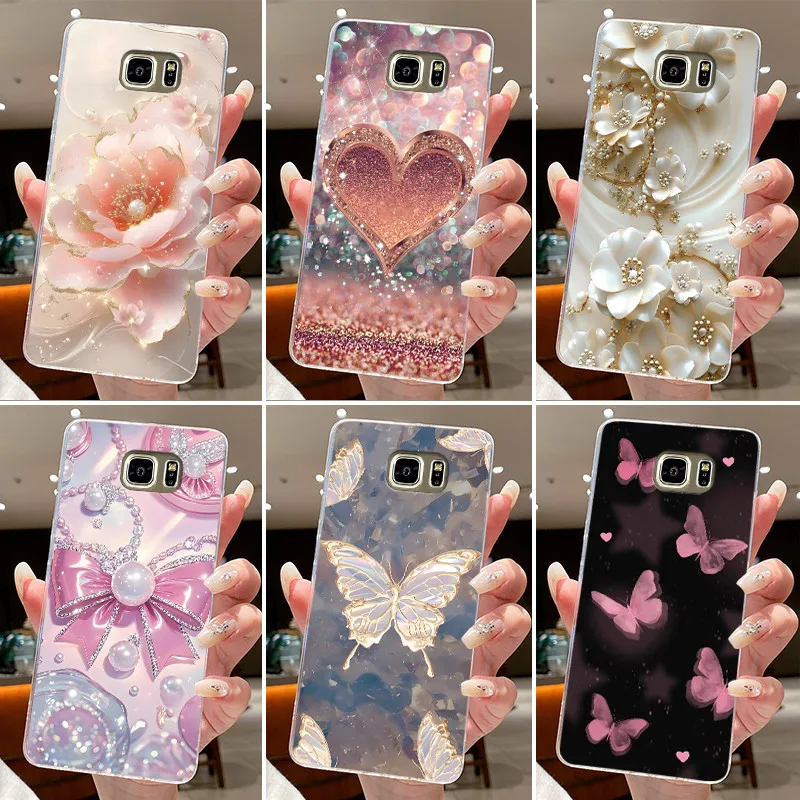 Para Samsung Galaxy Note5 Note 6 Note7 Fundas finas de teléfono para Samsung Note 3 Note 4 Capa Coque mariposa suave TPU Fundas