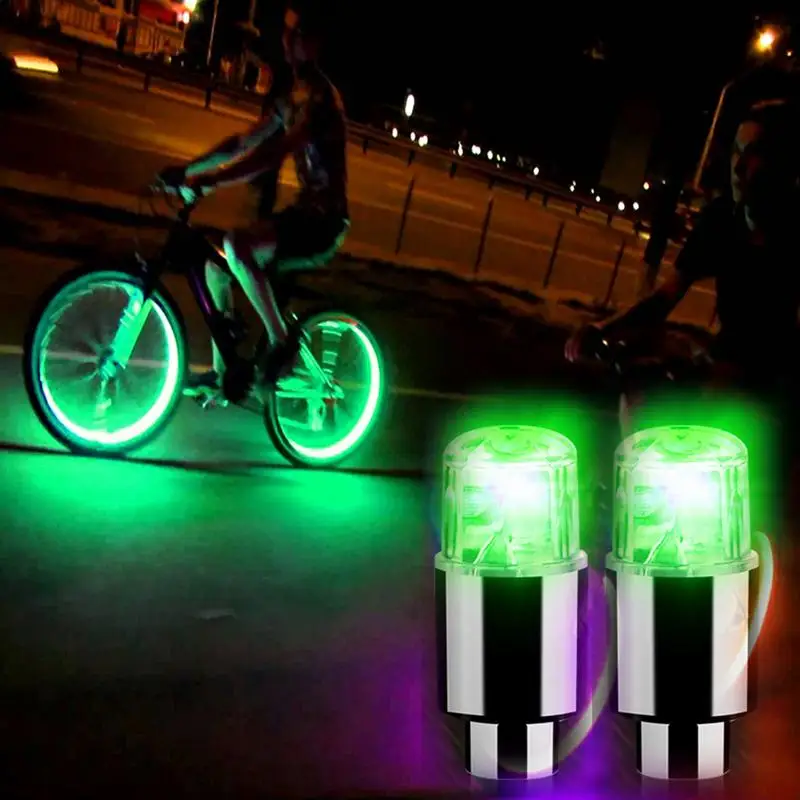 2Pcs Tire Valve Cap Lights Colorful LED Wheel Light For Car Air Valve Caps Neon Light for Motorcycles Bicycles Auto Exterior