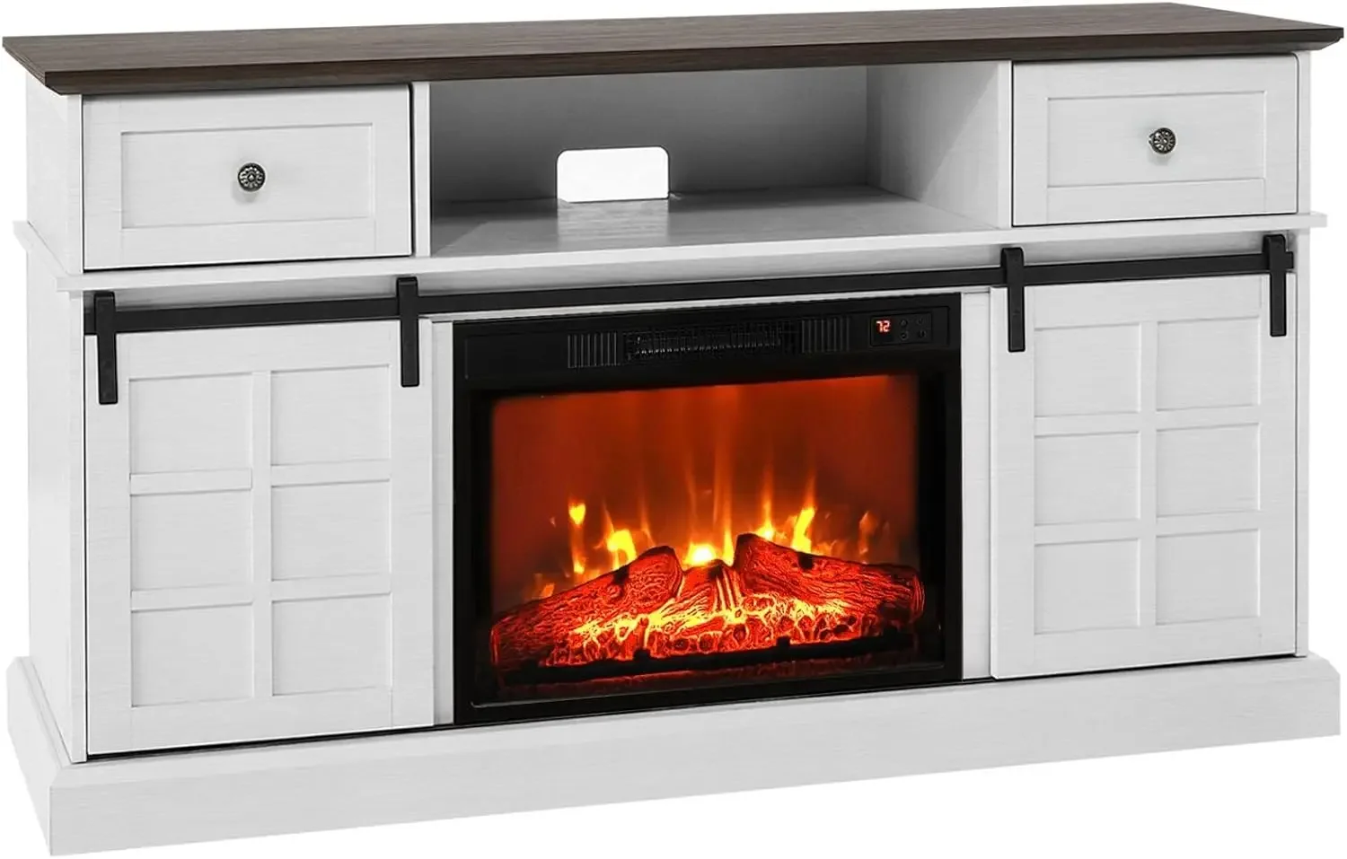 White Fireplace TV Stand for 65 inch TV, Entertainment Center with 23