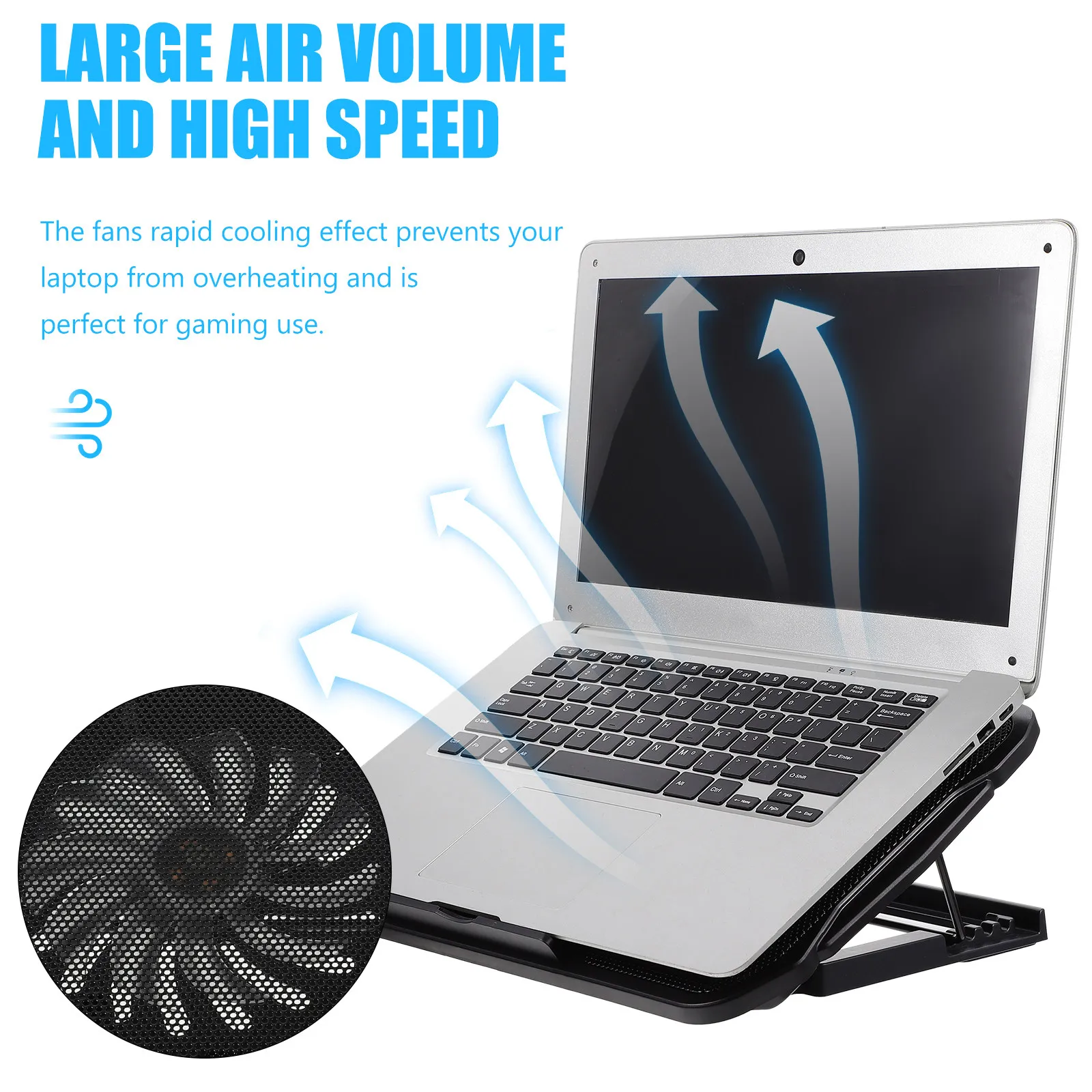 Notebook Cooling Pad Laptop Stand with Built-in Fan Quiet Operation Portable Lightweight Cooling Mat for Gaming Work Travel