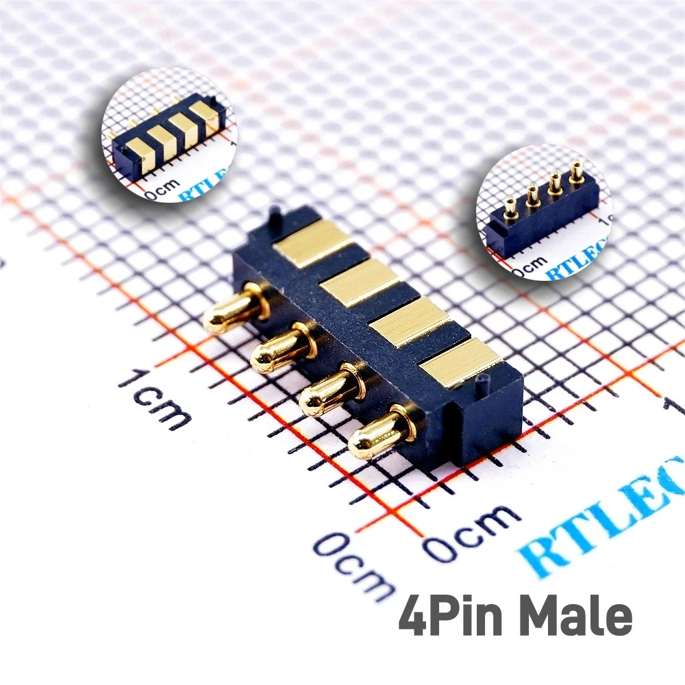 5/20 PCS 2.5mm Grid Pogo Pin Connector Horizontal Surface Mount 2 3 4 5 6 7 8 Pins Spring Loaded Pogopin Male Female Gold Plated