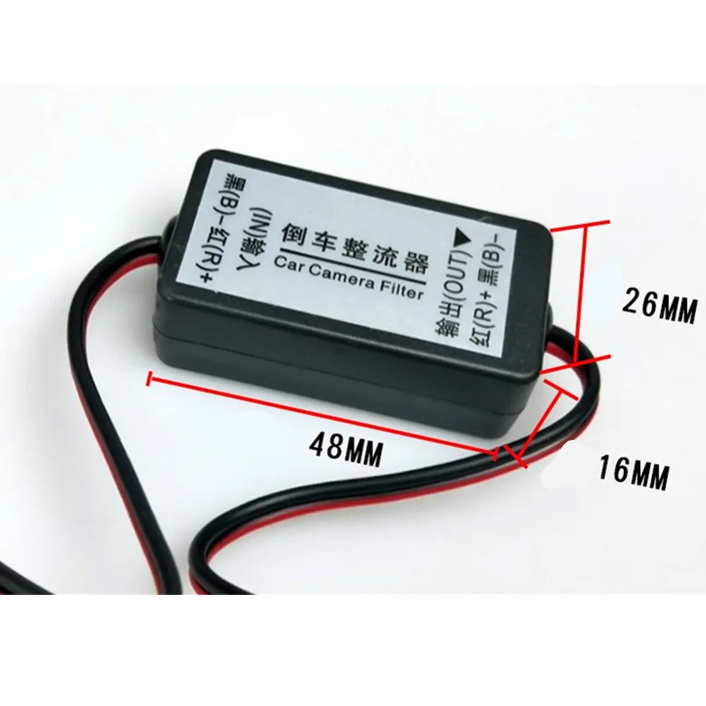 

Voltage 12V DC Power Relay Capacitor Filter Rectifier for Car Rear View Backup Camera Auto Car Eliminate interference Connector