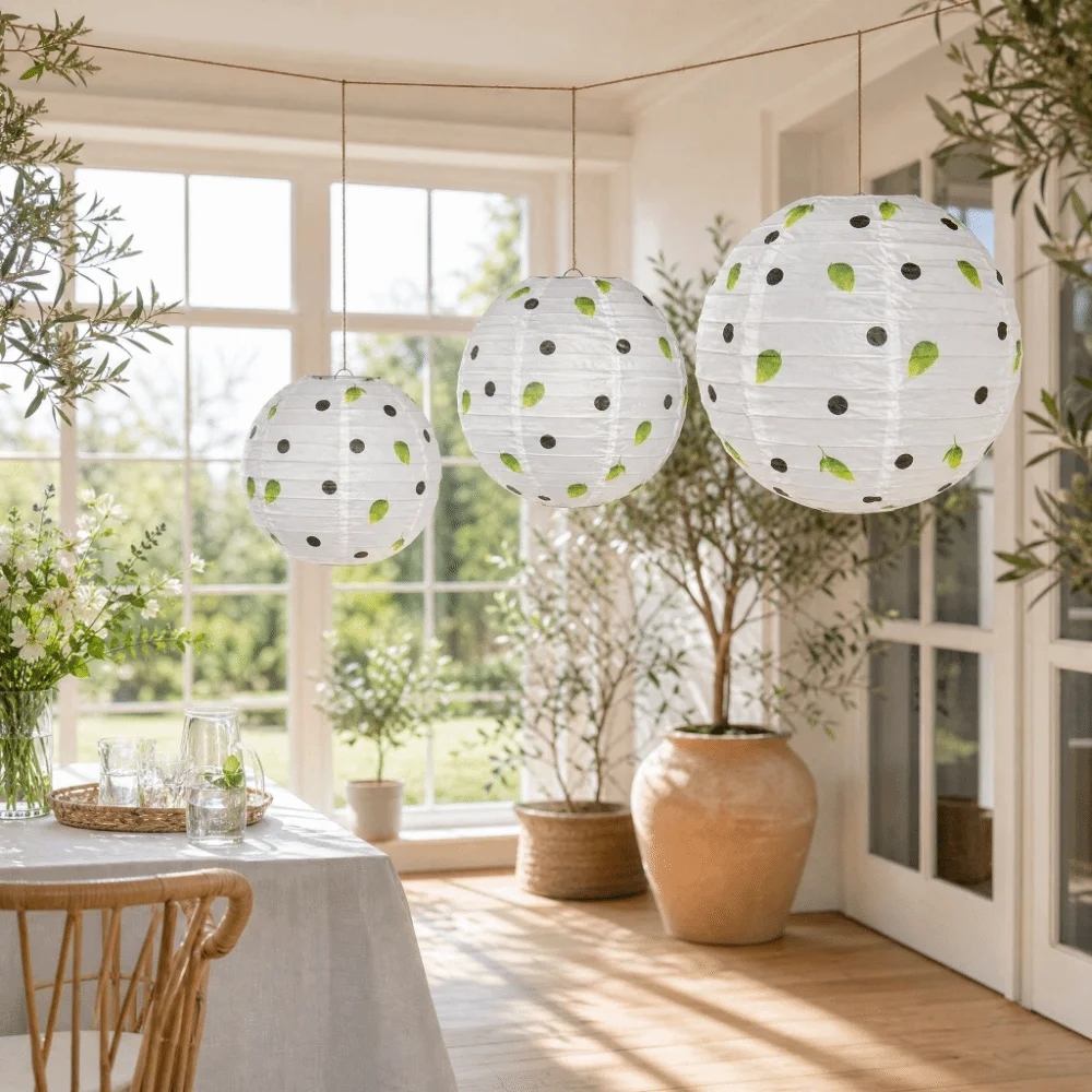 Holiday Supplies Vintage Hanging Paper Lantern Rustic Round Folding Lantern Good Luck Handmade Lantern Ball Photo Prop