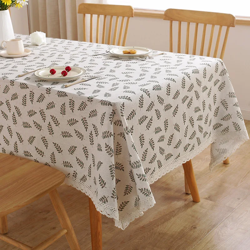 Cotton Linen Sweet Fragmented Flowers Tablecloth Household Dining Table Cloth Living Room Tea Table Tablecloth Tea Tablecloth