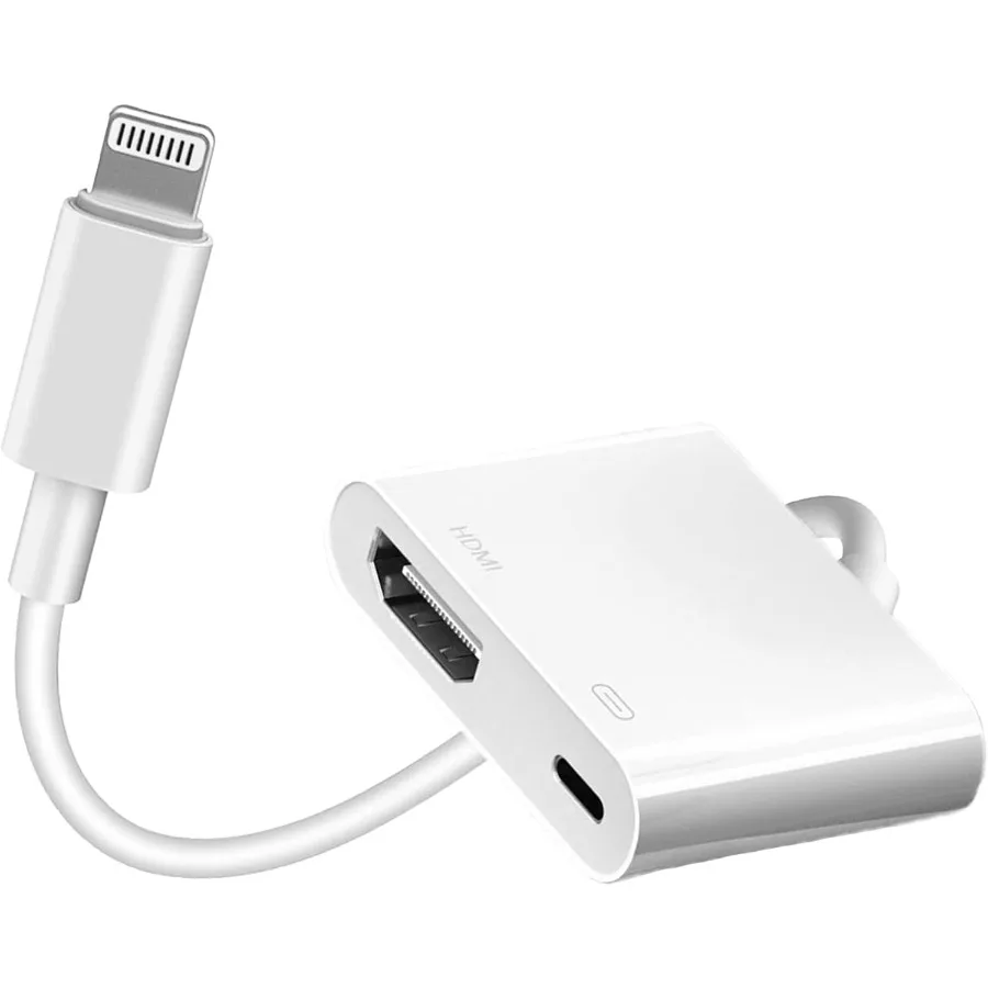 

Apple MFi Certified Lightning to HDMI Digital AV Adapter 1080P HD Video HDMI Sync Screen Connector Cable with Charging Port Com