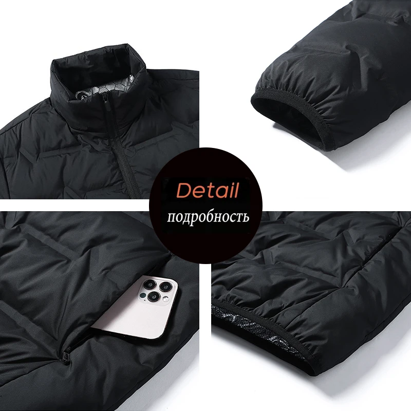 Winter Men White Duck Down Jacket Coat Men Waterproof Windproof Warm Loose Jacket Man Multi Pocket Ultralight Windbreaker Jacket