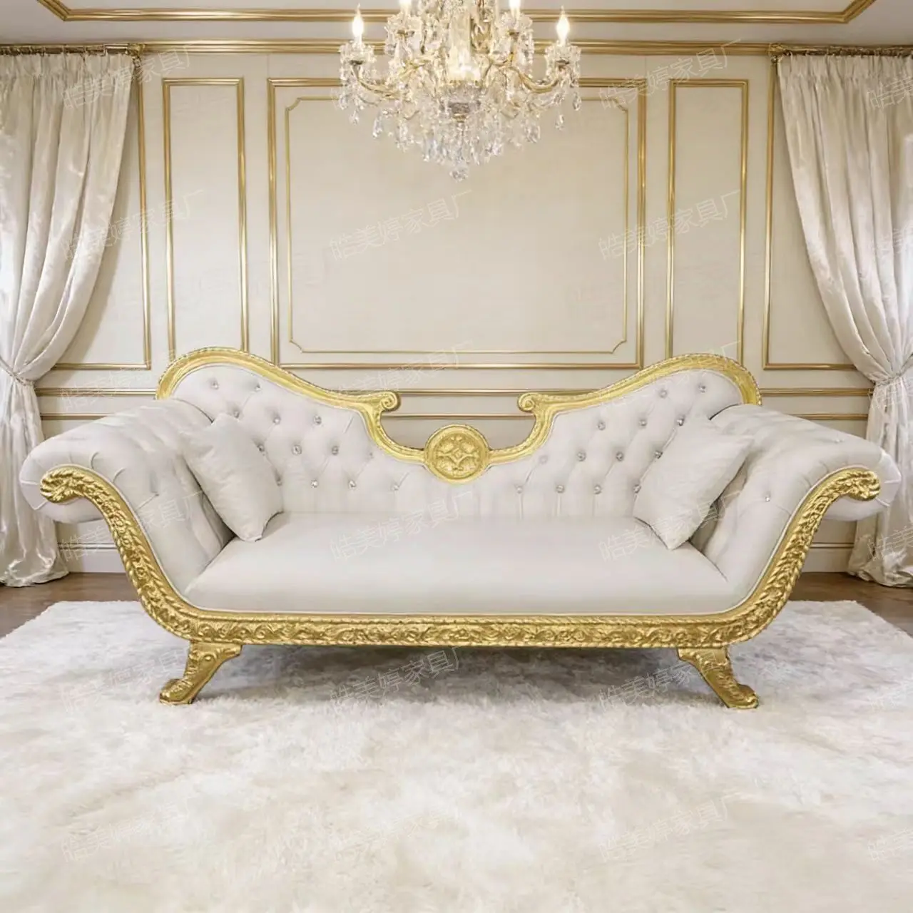 Italian neoclassical sofa villa solid wood carving flower hotel KTV reception VIP luxury sofa recliner