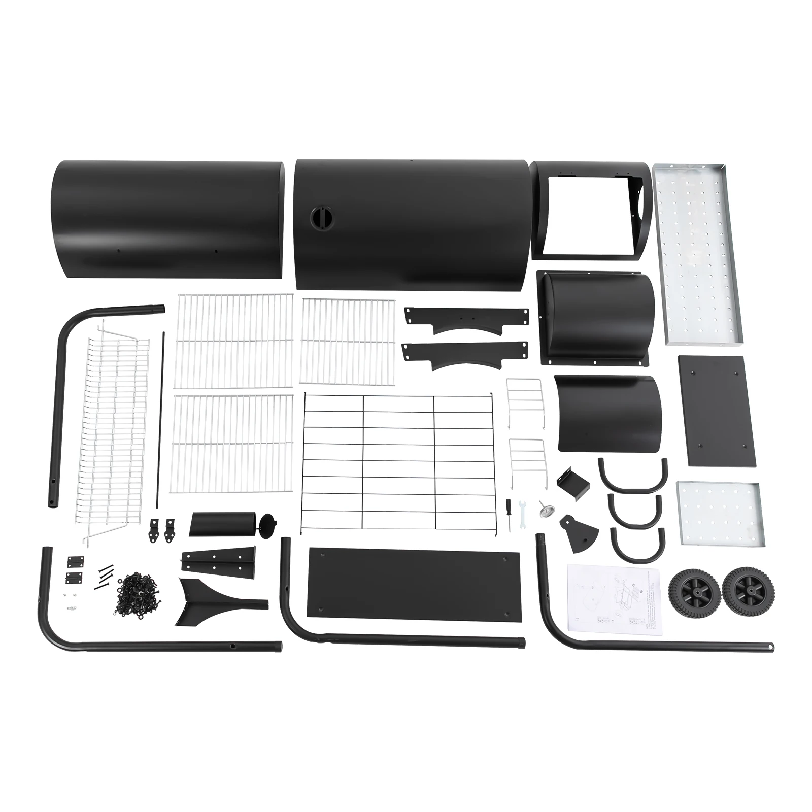 Großer schwarzer Holzkohlegrill mit Seitentischen, 4-6 Personen Outdoor-Grill mit Thermometer & Rädern, robuster tragbarer Holzkohlegrill für Garten, Camping und Picknick (Schwarz) – Detail 16
