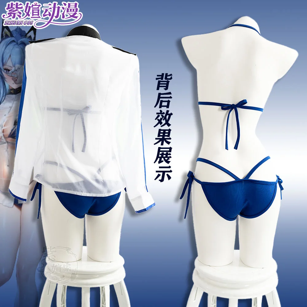 Game Helm Cosplay Costume Helm Aquamarine Swimwear Bathing Suit For Hallowmas Party Adult Women Role Play Prop view 6