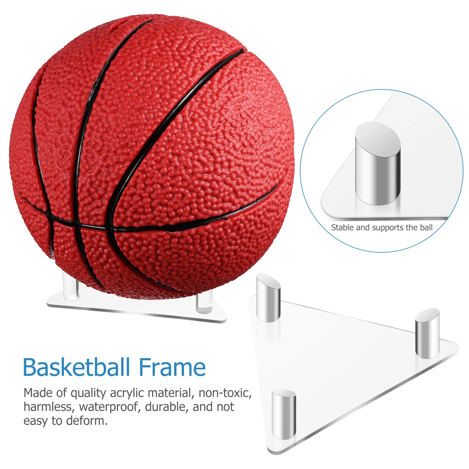 

2Pcs Clear Acrylic Basketball Soccer Ball Stand Display Holder Storage Rack Triangular Design for Football Volleyball
