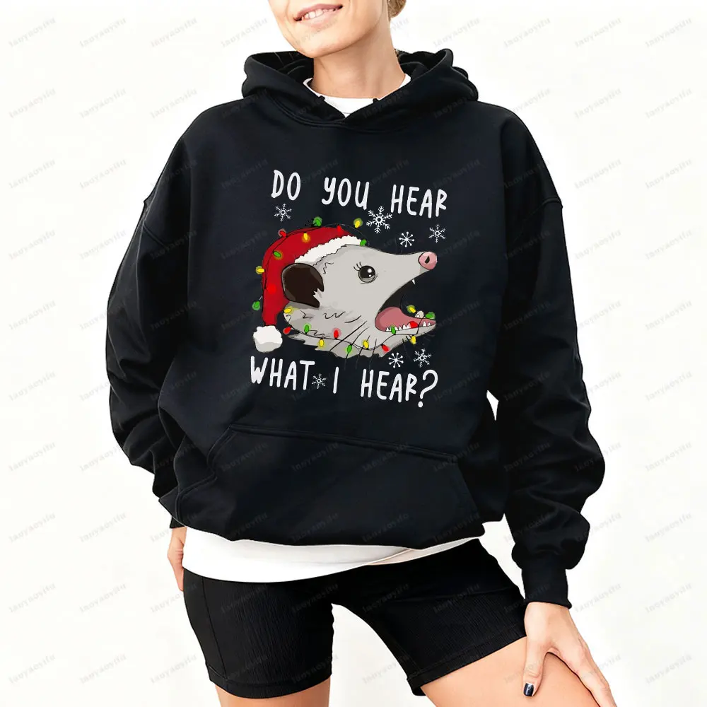 クリスマススウェットシャツ ポッサムスウェットシャツ Do You Hear What I Hear レディースパーカー クリスマスライトパーカー 動物愛好家スウェットシャツ ギフト