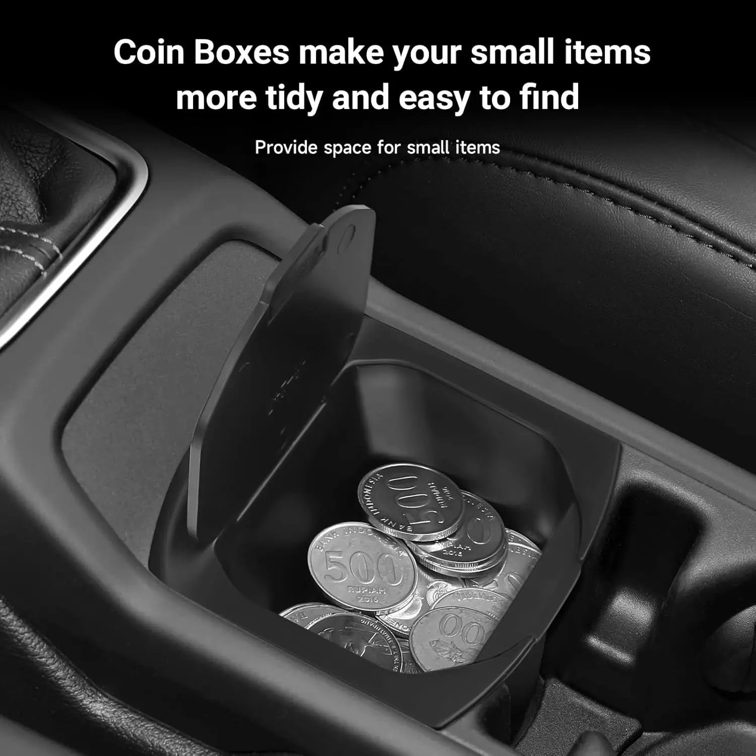 Center Console Coin Box Organizer for 2018-2024 2025 Jeep Wrangler JL Accessories Armrest Insert ABS Plastic Coin Holder Seconda