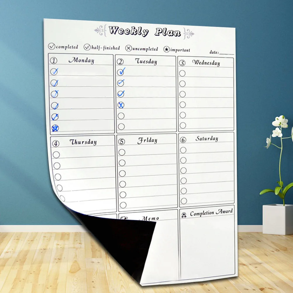 

Weekly Planner Magnetic Dry Erase 9 Grids Refrigerator Whiteboard Schedule Organizer to-Do Manager Weekly Planner