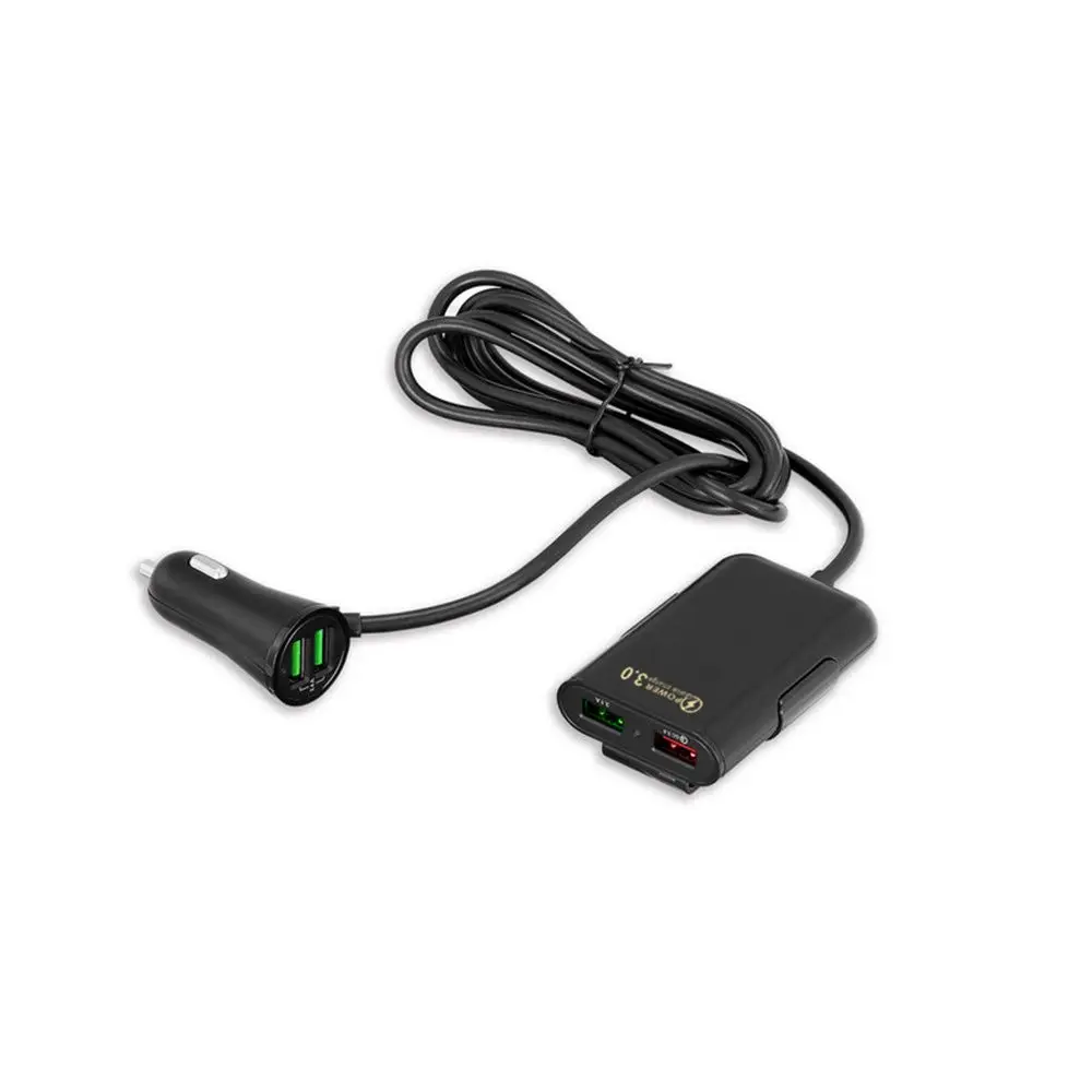 Uniwersalna 4-portowa ładowarka samochodowa USB QC3.0 do szybkiego ładowania Huawei z przedłużaczem kabla USB HUB o długości 1,7 m