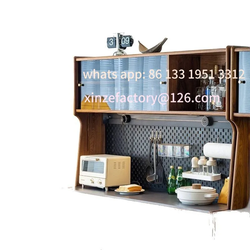 

Solid wood storage cabinet, slate high wine cabinet, wall-mounted integrated tea cabinet, high locker