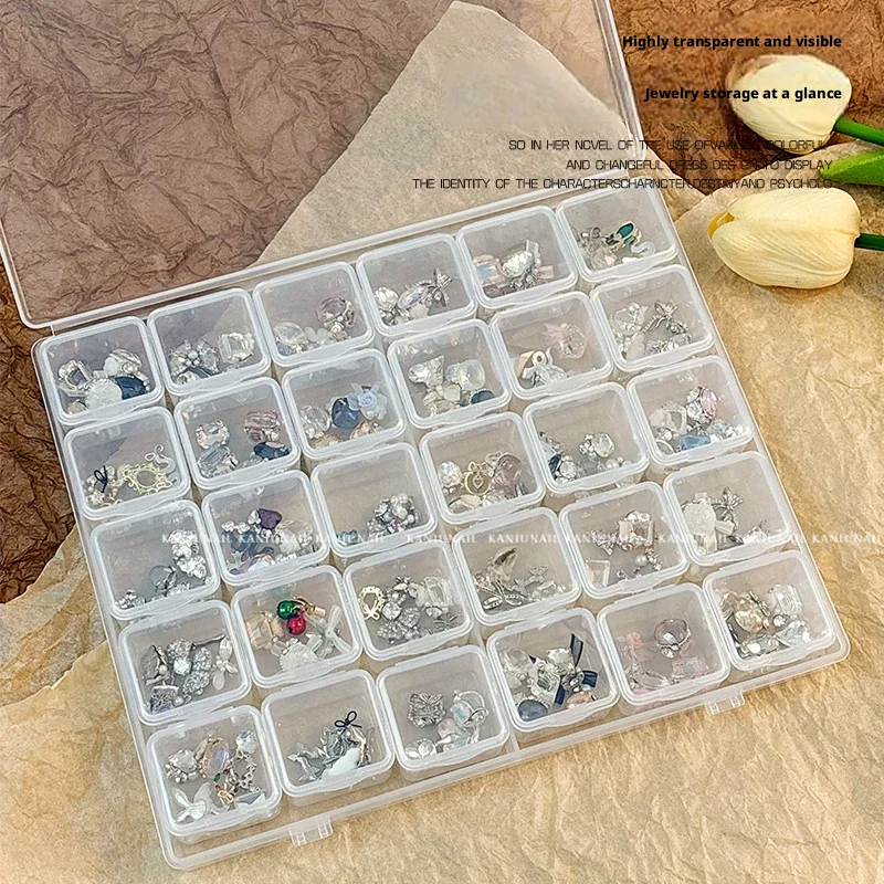 1 Box Full Visible 6/8/12/18/20/28/30Grids Nail Rhinestone Holder Comes With A Lid Dust-proof Box For Jewelry And Rhinestones