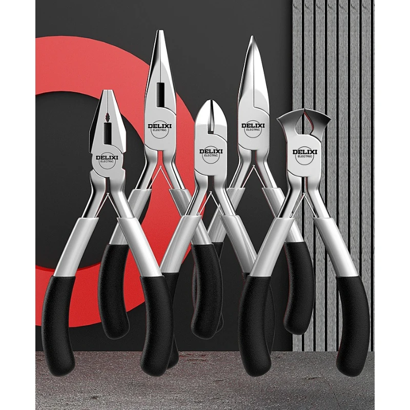 Mini 5-Inch Toothless Flat Mouth Wire Binding Pliers Set - Extended Needle Oblique Mouth Design for Precision Crafting And DIY P