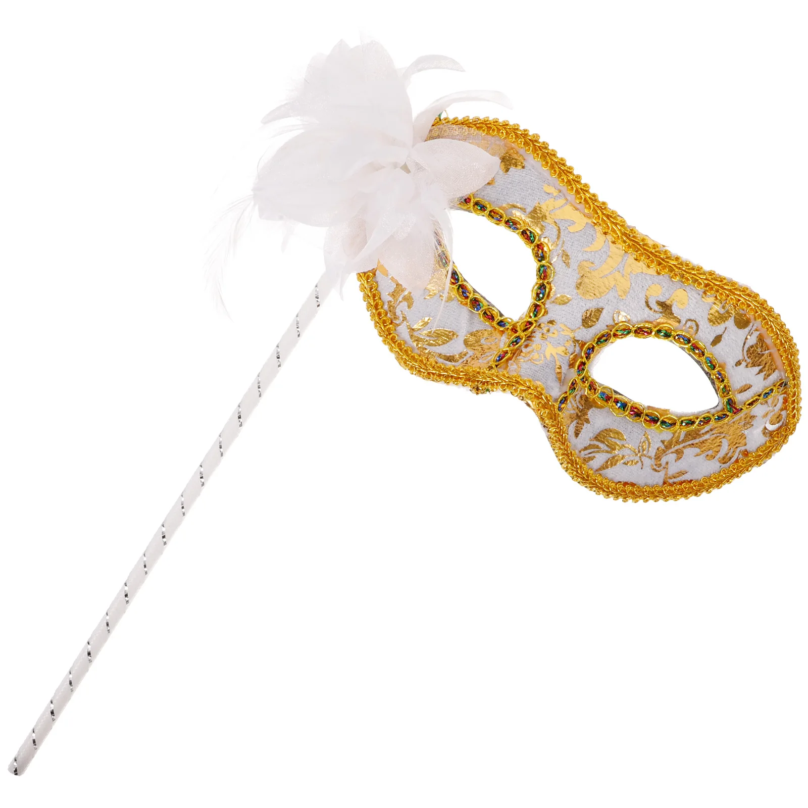 

H held Masquerade Mask Half Face Masks for Women White Props Adult Costumes Lightweight Durable Materials