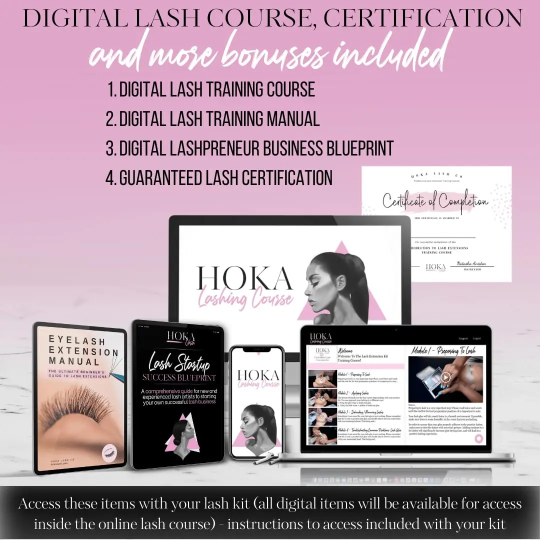 Complete Eyelash Extension Kit with Training Course & Certification, Includes Practice Mannequin Head, Tools for Beginners