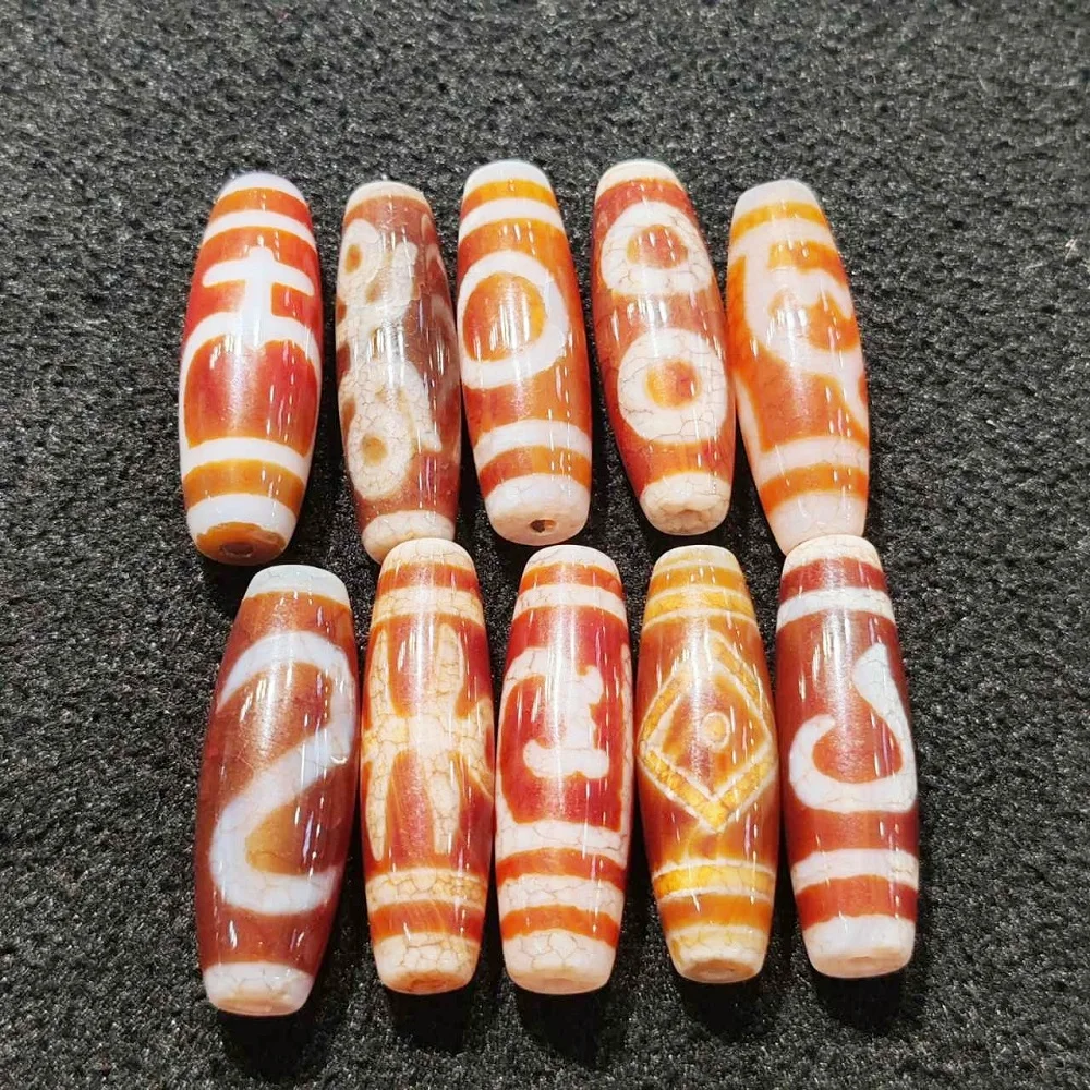 Tibet Red Meat Agate Dzi Dragon Scale Blood Silk Noble Tara and Other Multi totem Heavenly Bead Necklace Pendant DIY Accessories