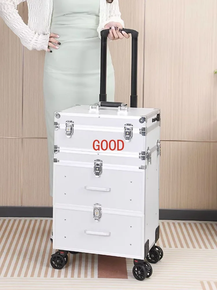 Customized Makeup Suitcase Women With Mirror Light,Portable Drawer,Large Capacity,Professional Makeup Artist Storage Trolley Box