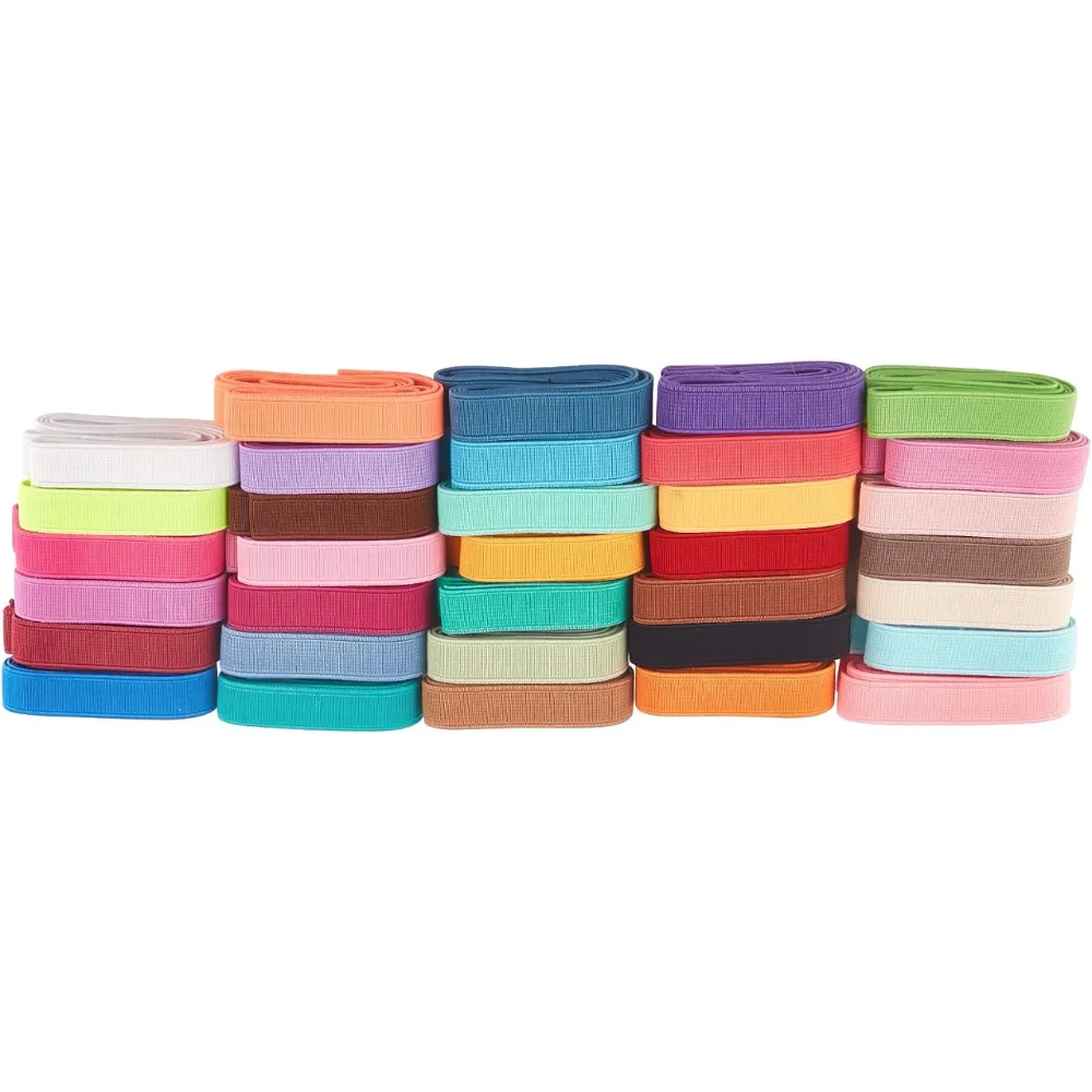 

34 Yards (31M) 15mm Wide Flat Elastic Bands 34 Colors Sewing Elastic Ribbon Bands for Dress Skirt Waistband Wig Bands