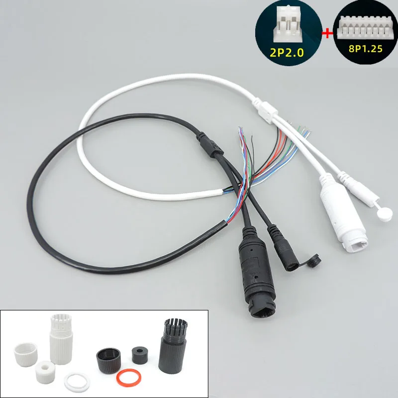 9 pin core 48V to 12V PoE network power Cable DC PoE IP Camera RJ45 split wire waterproof cover k5